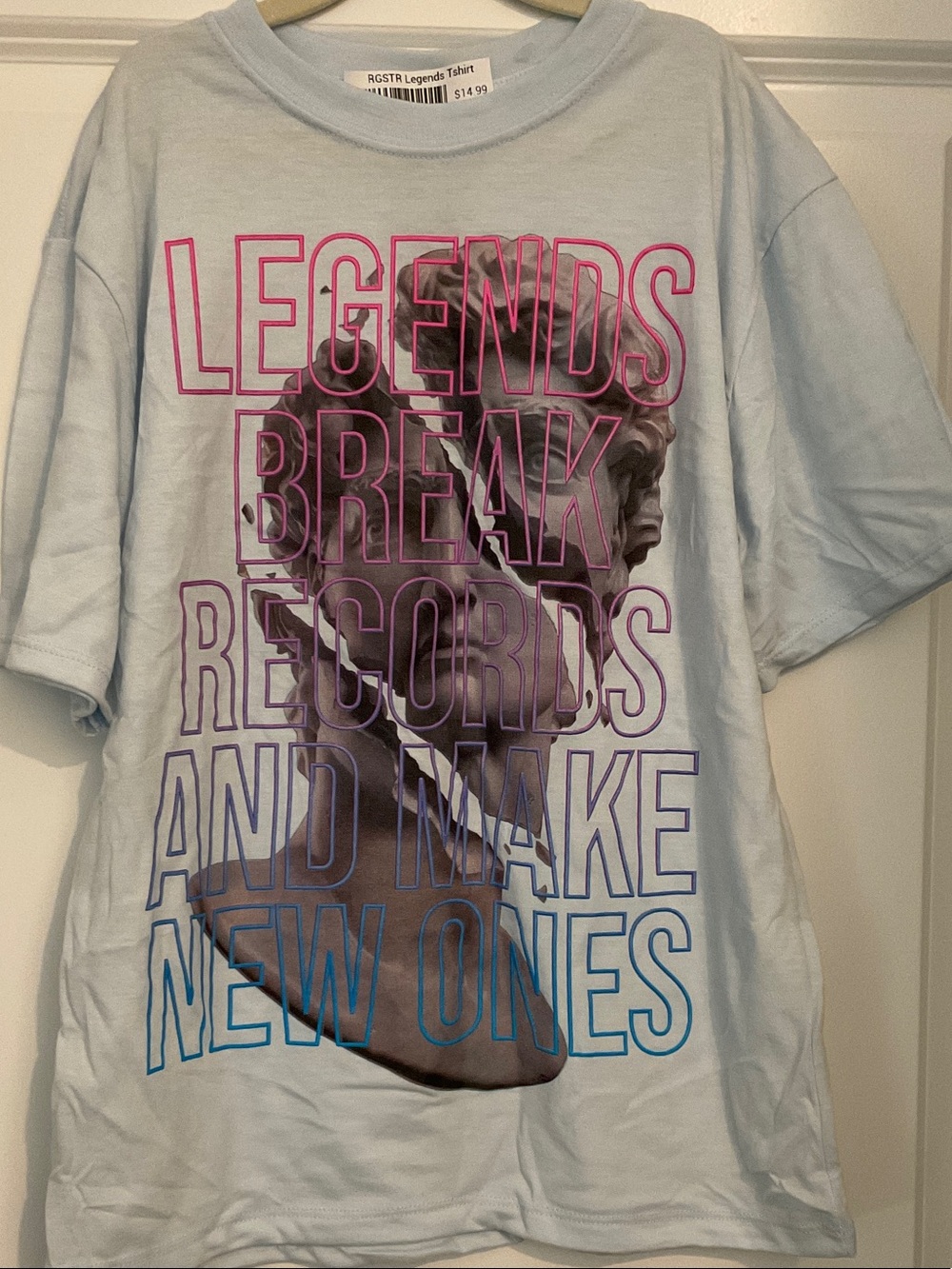 Legends Break Records Graphic Tee - Light Blue